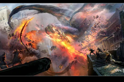 Diseño conceptual del ataque a Smaug a Valle de Gus Hunter