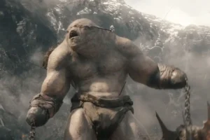 Bofur trepa a un Troll