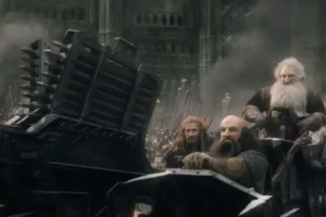 Dwalin, Fili, Balin y Kili en el carro