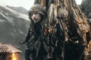Alfrid escondido en una catapulta