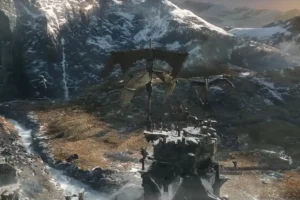 Azog dirige a sus fuerzas desde la Colina del Cuervo