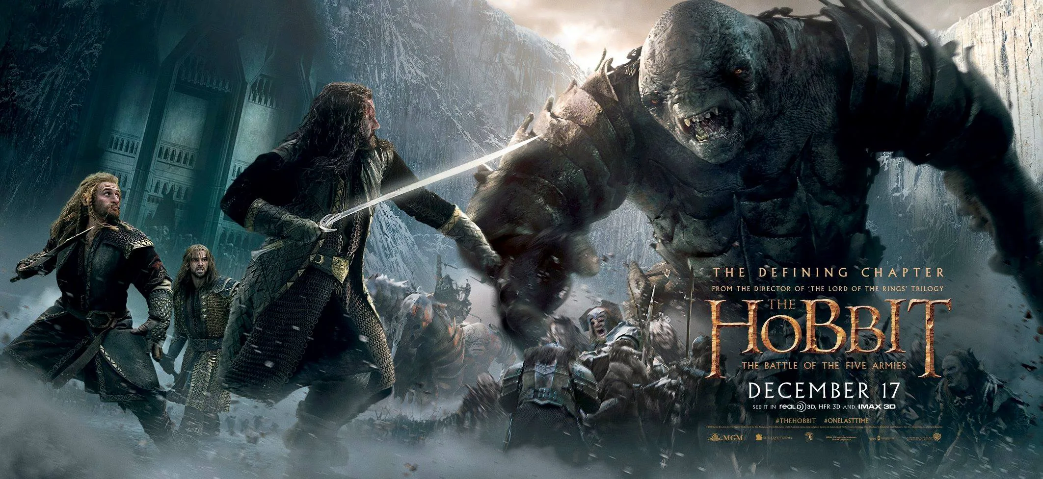 Banner de Thorin, Fili y Kili luchando con un Troll