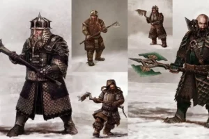 Diseños conceptuales de las armaduras de Dori, Glóin, Bofur, Bifur y Dwalin