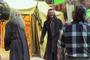 Ian McKellen, Luke Evans y Peter Jackson
