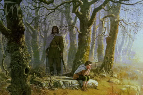 Boromir y Frodo en Amon Hen