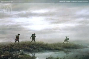 Frodo, Sam y Gollum en las Cienagas de los Muertos