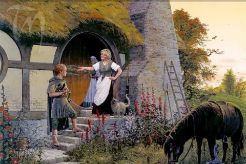 Sam y Rosita en Hobbiton