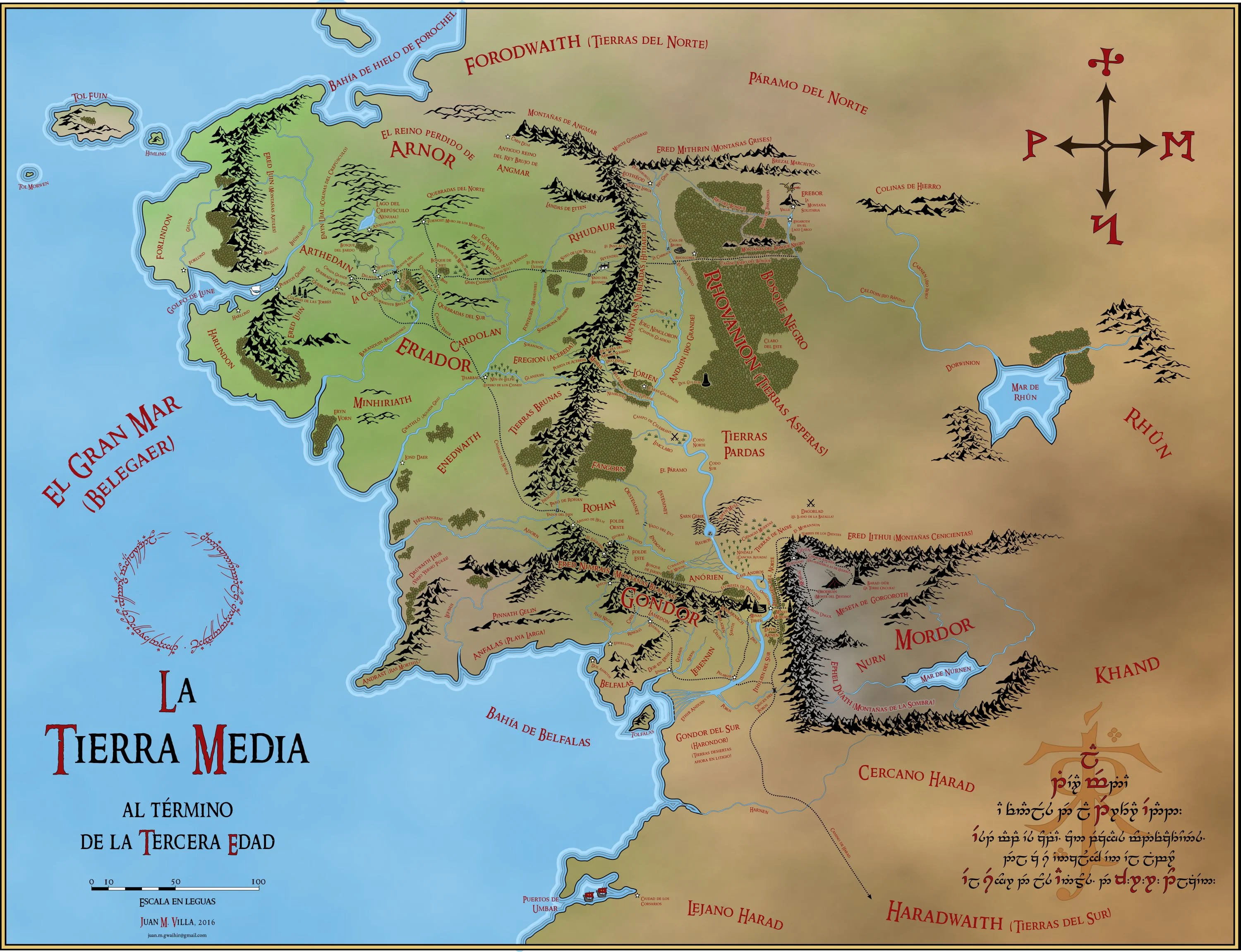 Mapa de la Tierra Media en color de Juan M. Villa