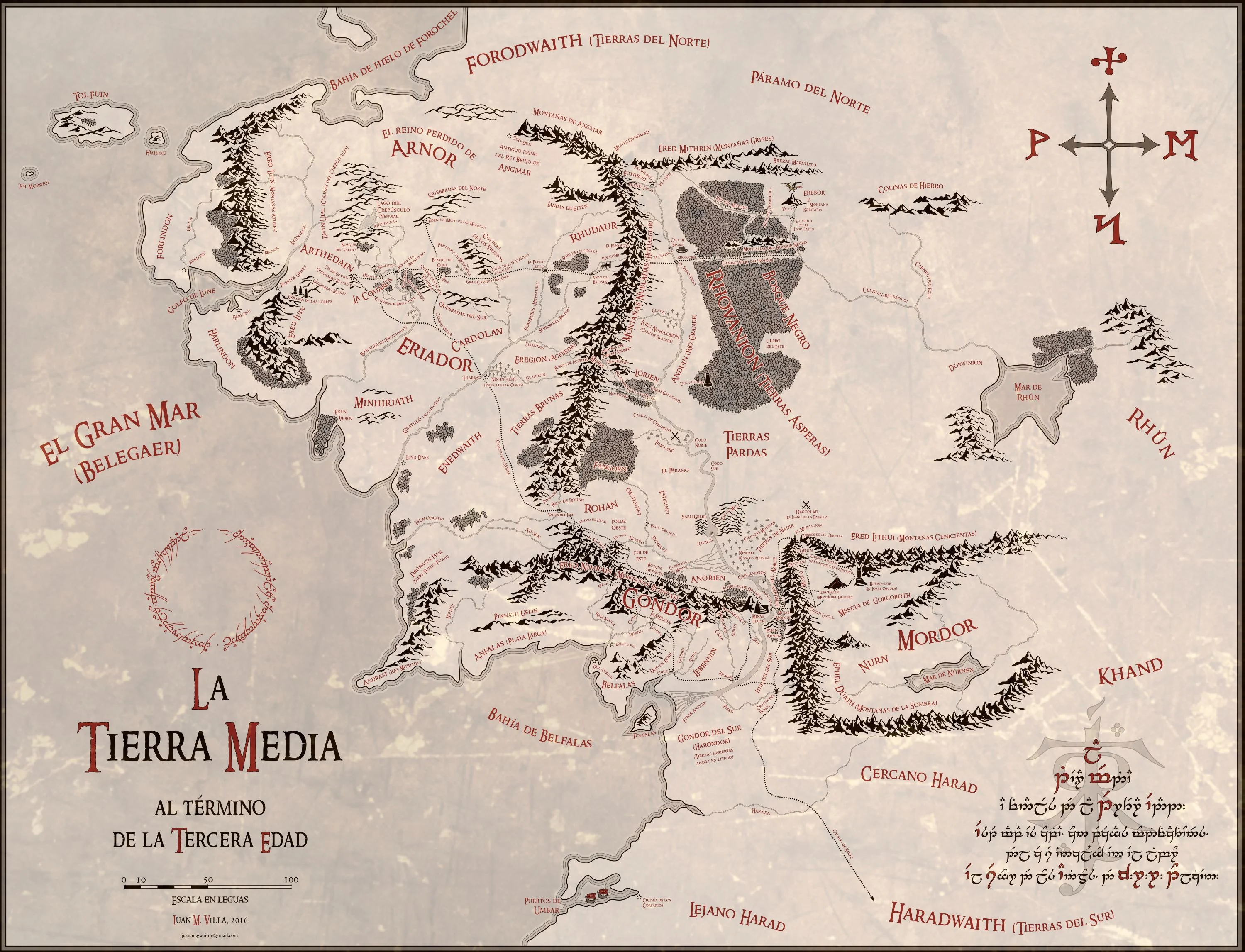 Mapa de la Tierra Media 'vintage' de Juan M. Villa