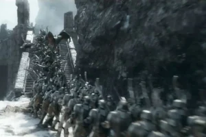 Legolas acaba con un grupo de Orcos