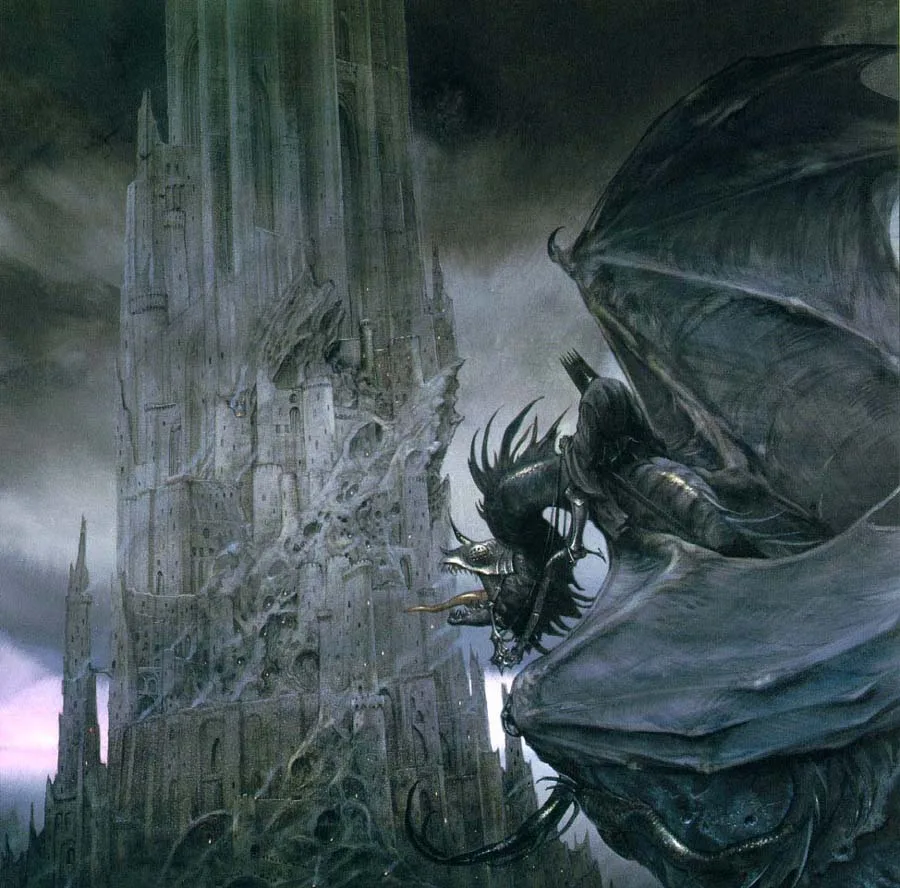Un Nazgûl frente a a Barad-Dûr