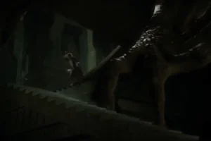 Bilbo intenta escapar de Smaug