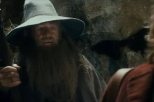 Gandalf y Bilbo antes de llegar a Rivendel