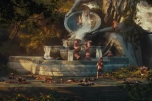Los Enanos en una fuente