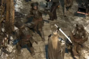 Thranduil lucha con los Orcos
