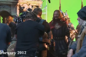 Rodaje de una escena en Esgaroth