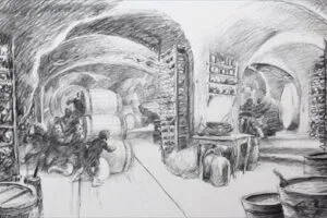 Boceto de la bodega de Thranduil