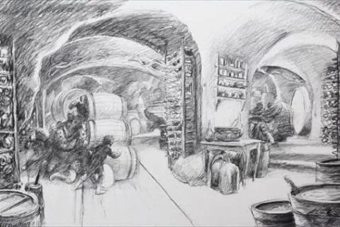 Boceto de la bodega de Thranduil