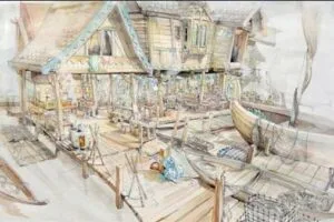 Boceto del mercado de Esgaroth