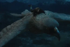 Bilbo a lomos de una de las Águilas