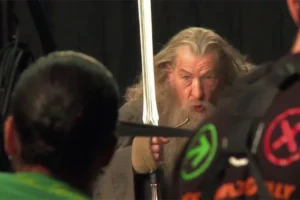 Ian McKellen en pleno rodaje