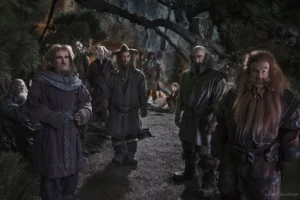 Gandalf, Ori, Óin, Dori, Nori, Bifur, Bilbo, Dwalin y Glóin