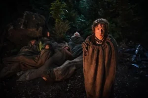 Bilbo y los Enanos en sacos