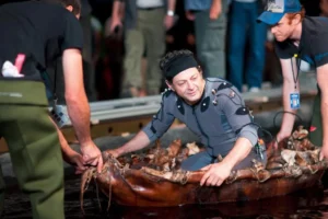 Andy Serkis en el bote de Gollum