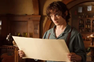 Frodo Bolsón habla con su tío Bilbo