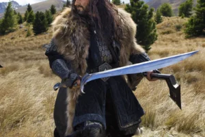 Thorin empuñando a Orcrist