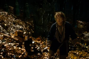 Bilbo en el inmenso tesoro de Erebor