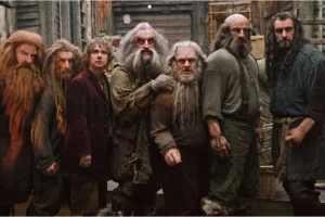 Bilbo y los Enanos en la Ciudad del Lago