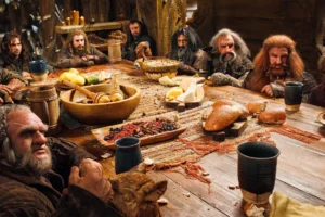 Los Enanos cenan en casa de Beorn