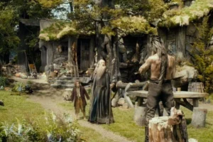 Bilbo y Gandalf con Beorn