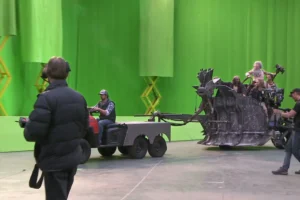 Graham McTavish, Dean O'Gorman, Aidan Turner y Ken Stott en el carro