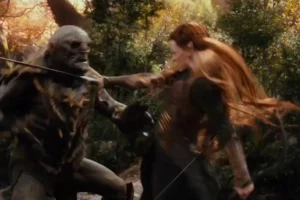 Tauriel luchando con los Orcos