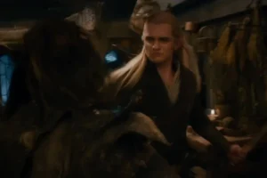 Legolas luchando con los Orcos en Esgaroth