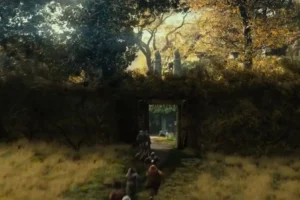 Gandalf, Bilbo y los Enanos huyen de Beorn