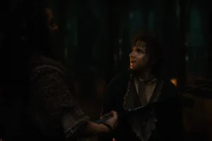 Bilbo, asustado al ver a Thorin