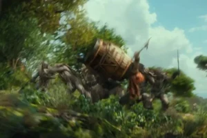 El Enano cae sobre un grupo de Orcos