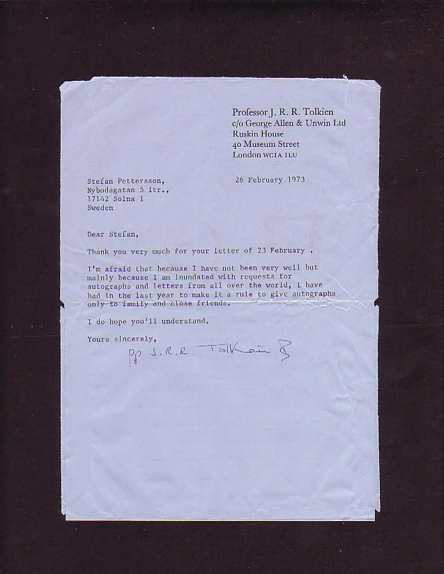 Carta a Stefan Pettersson