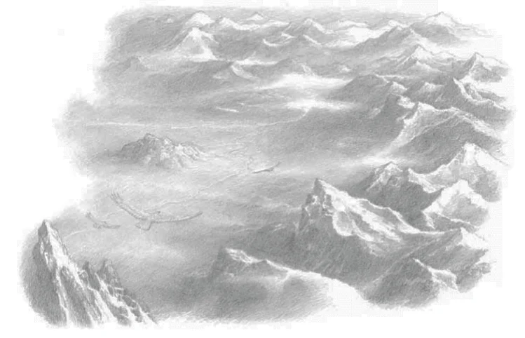 «Águilas volando sobre las Montañas Circundantes», de Alan Lee