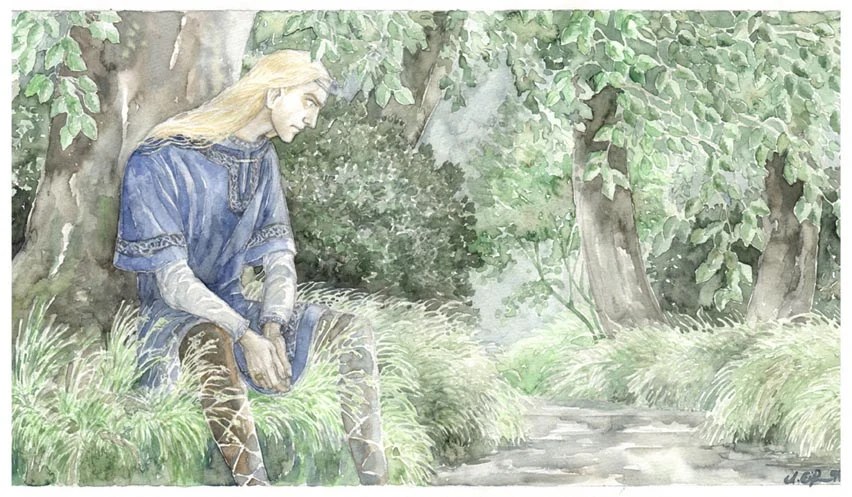 Finrod escucha el consejo de Ulmo, obra de Anke Eißmann