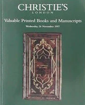 Libros impresos y manuscritos valiosos de Christie’s, 26 de noviembre de 1997