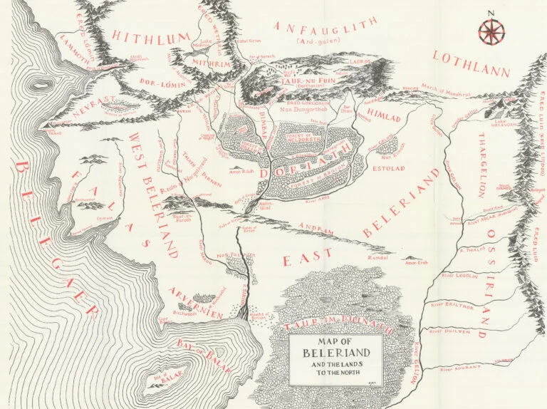 Mapa de Beleriand y las Tierras del Norte