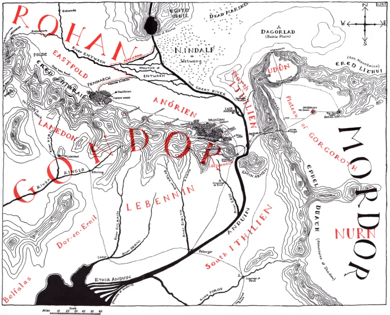 Mapa de Rohan, Gondor y Mordor