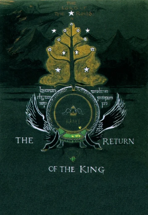 Boceto preliminar de Tolkien para la sobrecubierta de El retorno del rey.