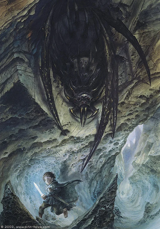 «Ella-Laraña a punto de abalanzarse sobre Frodo», de John Howe