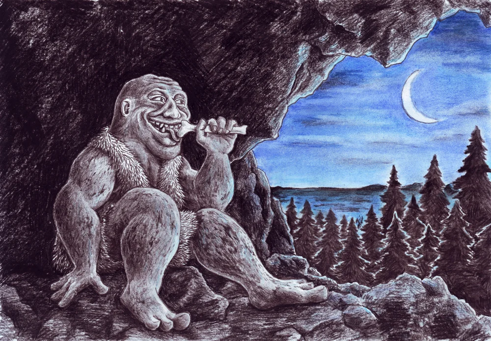 Un troll sentado solo en su trono de piedra, por Matěj Čadil