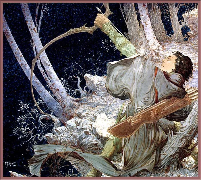 «Legolas tensa el arco de Galadriel», de Michael Kaluta